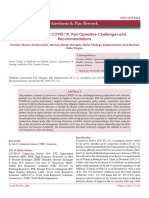 Anesthesia and Covid19 Perioperative Challenges and Recommendations