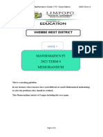 2023 Term 4 Math GR 7 P2 Exam Memo