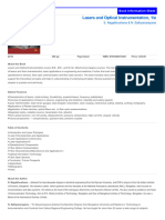 Lasers and Optical Instrumentation, 1/e: Book Information Sheet Book Information Sheet