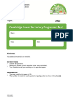 Cambridge Lower Secondary Progression Test Paper 1 Answers (My Own Answers)