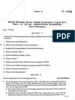 Second Semester M Com. Degree Examination, August 2017 Pa R-Co 223: Quantitative Techniques Admission)