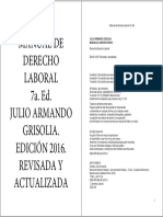 Manual de Derecho Laboral. Grisolia Doble