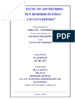 A Doctoral Thesis On "THE STUDY OF ADVERTISING AGENCY BUSINESS IN INDIA" - A STATUS REPORT"