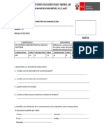 Examen Bimestral de Comunicacion 5 de Primaria