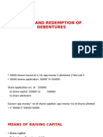 Issue and Redemption of Debentures