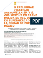 Estudio Preliminar para Investigar SRY 0157:H7 EN CARNE Molida de Res, de Venta en Supermercados en La Ciudad de Puebla, México