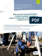 Mise en Œuvre Du Dispositif CATEC: Certificat D'aptitude À Travailler en Espaces Confinés Dans Le Domaine de L'eau Potable Et de L'assainissement