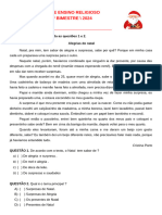 Avaliação de Ensino Religioso. - 3 Ano - 4º Bimestre