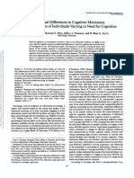 Dispositional Differences in Cognitive Motivation: The Life and Times of Individuals Varying in Need For Cognition