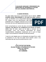 El INFRANSCRITO ALCALDE AUXILIAR Y PRESIDENTE DEL CONSEJO COMUNITARIO DE DESARROLLO COCODE