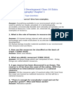 Resources and Development Class 10 Extra Questions Geography Chapter 1