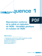 Séquence 1. Reproduction Conforme de La Cellule Et Réplication de L ADN Variabilité Génétique Et Mutation de L ADN