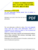 Introduction To Philosophy Definition, Nature and Scope, Concept, Branches