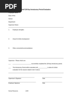 New Employee Introductory Period Evaluation Form