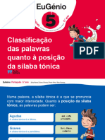 Classificação Das Palavras Quanto À Posição Da Sílaba Tónica