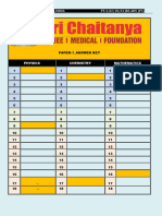 Sri Chaitanya IIT Academy Front Page 2022 Advance Pattern Paper - 1 - Answer Key - Revised-2