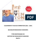 Calendrier:plan de Formation