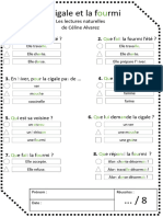 Fiche Lecture La Cigale Et La Fourmi