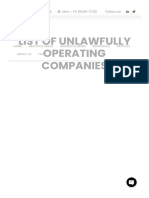 LIST OF UNLAWFULLY OPERATING COMPANIES - Crypto Legal