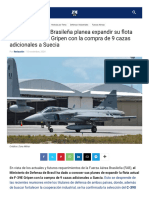 La Fuerza Aérea Brasileña Planea Expandir Su Flota de Nuevos F-39E Gripen Con La Compra de 9 Cazas Adicionales A Suecia