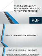 Lesson 2 Assessment Purposes Learning Targets and