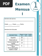 1er Grado - Examen Mensual Diciembre (2019-2020) 2