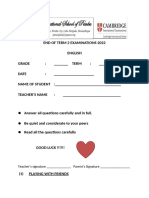 MS MOILLA RENGLISH READING LITERACY TEST G1 2nd Term