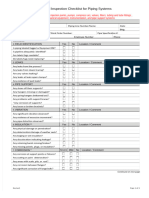 Visual Inspection Checklist Piping