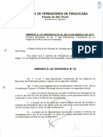 Câmara de Vereadores de Piracicaba Estado de São Paulo: Emenda À Lei Orgânica #22, de 23 de Março de 2017