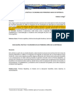 Educação, Política E Economia Nos Primeiros Anos de República