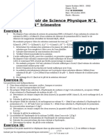 Devoir de Sciences Physiques N°1 Du 1er Trimestre Tle D