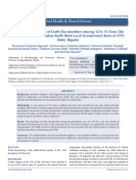 Psychosocial Impact of Tooth Discoloration Among 12 To 15yearold School Children in Ibadan North West Local Government Area of Oyo