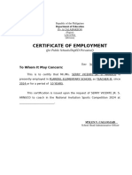 Cerificate of Employment DepED Personnel