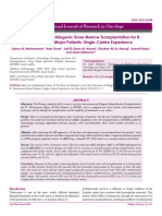 The Outcomes of Allogenic Bone Marrow Transplantation For Bthalassemia Major Patients Singlecentre Experience