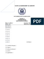 Grade 11 Life Science Nov Exam P1 2022 MEMO