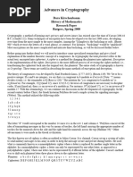 Advances in Cryptography: Dara Kirschenbaum History of Mathematics Research Paper Rutgers, Spring 2000