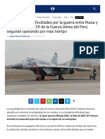 A Pesar de Las Dificultades Por La Guerra Entre Rusia y Ucrania, Los MiG-29 de La Fuerza Aérea Del Perú Seguirán Operando Por Más Tiempo