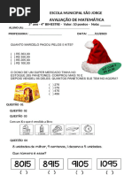 Avaliação de Matemática 4º Bimestre 3º Ano