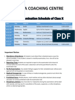 Preliminary Examination Schedule of Class X