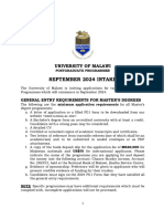 September 2024 Intake: University of Malawi