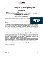 Pratiques ESG Et Performance Financière Des Entreprises Marocaines Cotées - Résultats D'une Étude Qualitative