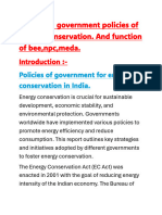 Report On Government Policies of Energy Conservation. and Function of Bee, NPC, Meda.