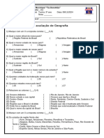 Avaliação de Geografia 4º Bimestre