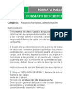 Formato de Descripcion de Puestos