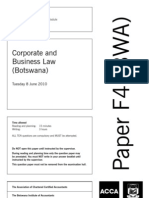 Corporate and Business Law (Botswana) : Tuesday 8 June 2010