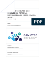 Evaluación de Curso Ri de Conducción - Personal Nuevo Albemarle y Eecc - Planta Salar