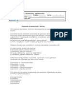 Atividade Avaliativa de Ciências 8 Ano III Unid