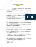 Lista de Exercícios - Solubilidade