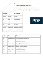 Preffixes and Suffixes