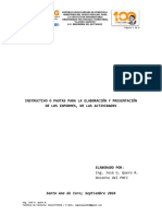 Instructivo o Pautas para La Elaboración y Presentación de Los Informes, de Las Actividades